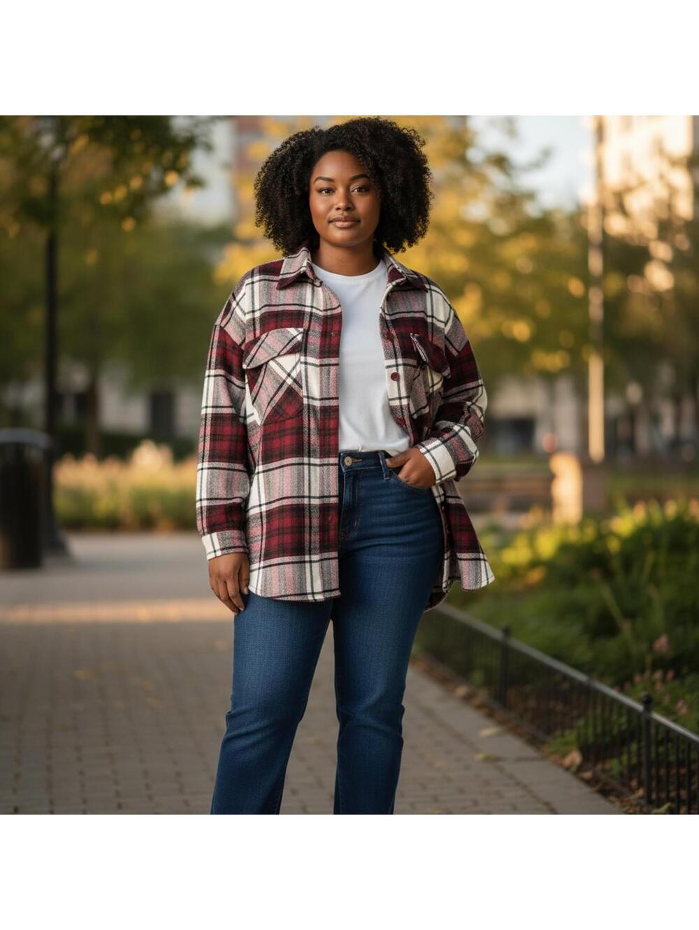 Justify Plaid Button-Up Flannel Shirt XL